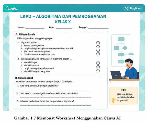 Membuat Worksheet Menggunakan Canva AI