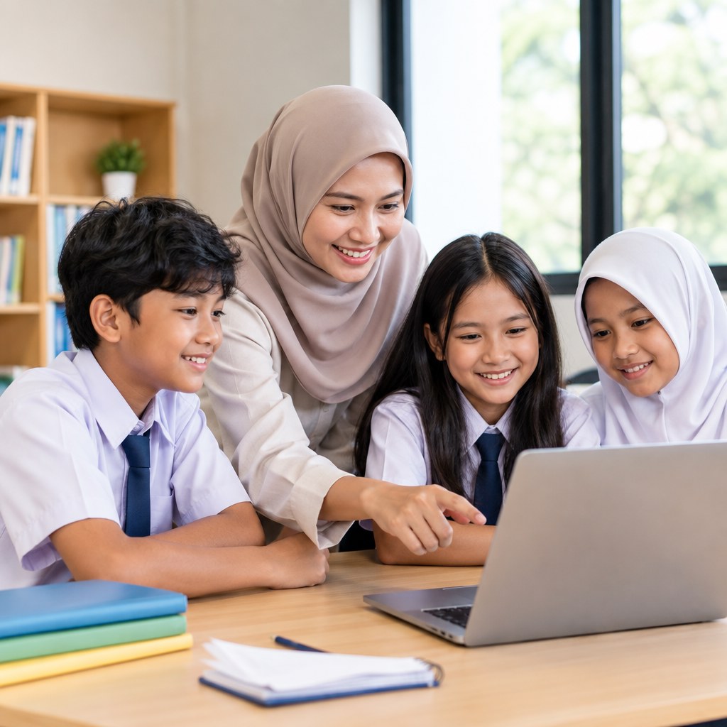 Ilustrasi pemanfaatan 10 Prompt Wajib Guru di ruang kelas modern